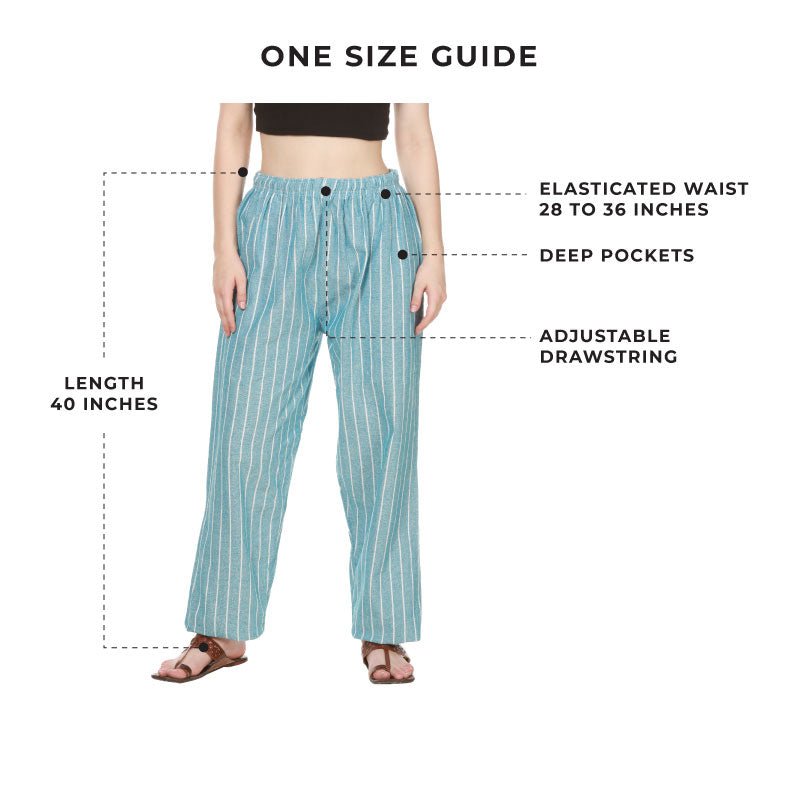 Buy Women's Lounge Pant | Blue Stripes | Fits Waist 28" to 36" | Shop Verified Sustainable Womens Pants on Brown Living™