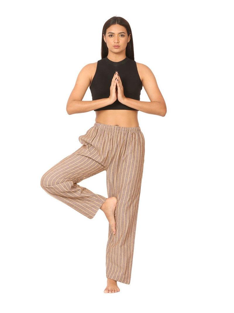 Buy Women's Lounge Pant | Brown Stripes | Fits Waist Size 28" to 36" | Shop Verified Sustainable Womens Pants on Brown Living™