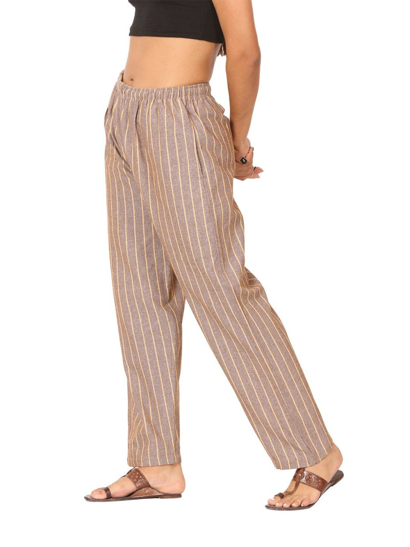 Buy Women's Lounge Pant | Brown Stripes | Fits Waist Size 28" to 36" | Shop Verified Sustainable Womens Pants on Brown Living™