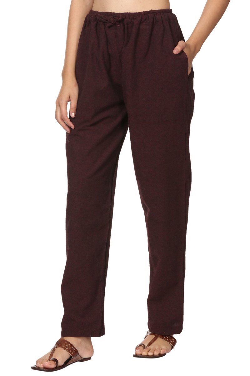 Buy Women's Lounge Pant | Maroon | Fits Waist Size 28" to 36" | Shop Verified Sustainable Womens Pants on Brown Living™