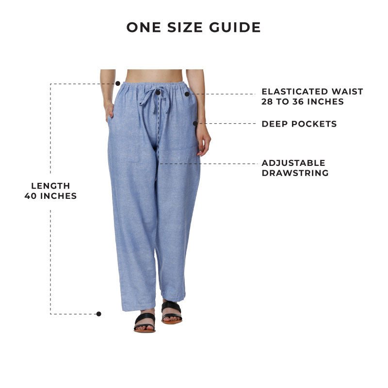 Buy Women's Lounge Pants | Blue | Fits Waist Size 28" to 36" | Shop Verified Sustainable Womens Pyjama on Brown Living™