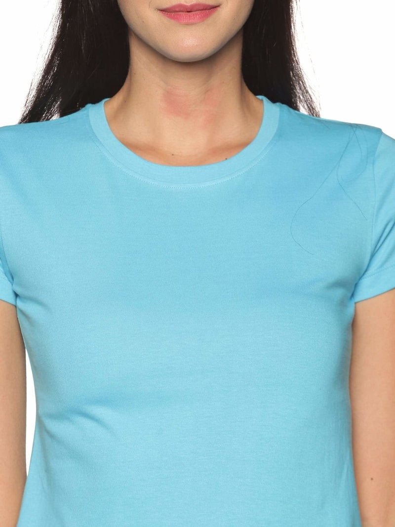 Buy Women's Organic Cotton Crew Neck T -Shirt - Aqua Blue | Shop Verified Sustainable Womens T-Shirt on Brown Living™