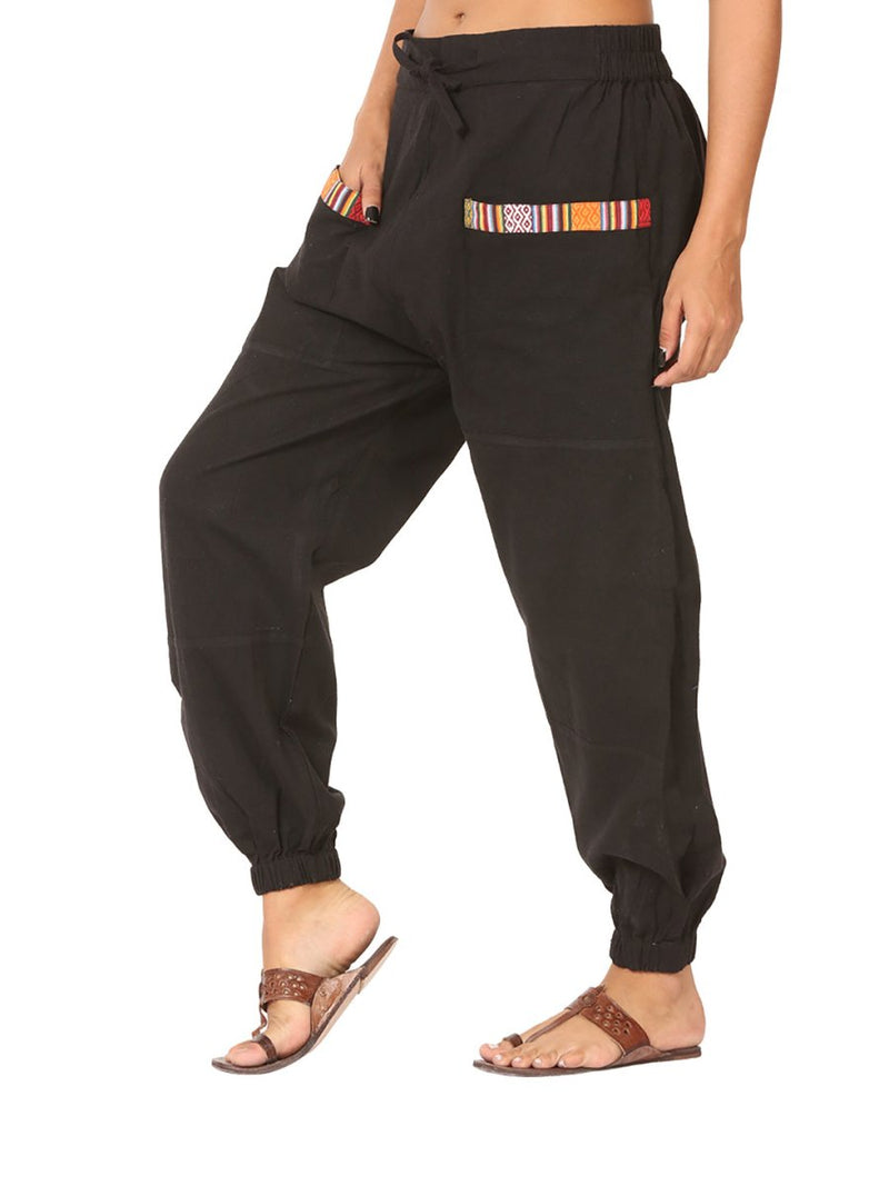 Buy Women's Straight Fit Harem Hopper Pants | Black | Fits Waist 28" to 38" | Shop Verified Sustainable Womens Pyjama on Brown Living™