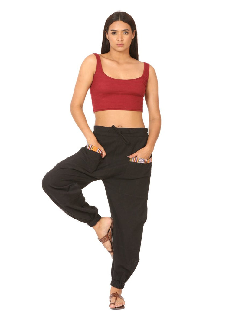 Buy Women's Straight Fit Harem Hopper Pants | Black | Fits Waist 28" to 38" | Shop Verified Sustainable Womens Pyjama on Brown Living™