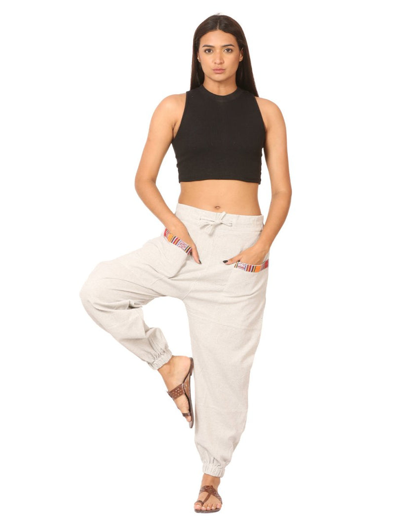 Buy Women's Straight Fit Harem Hopper Pants | Melange Grey | Fits Waist 28" to 38" | Shop Verified Sustainable Womens Pyjama on Brown Living™