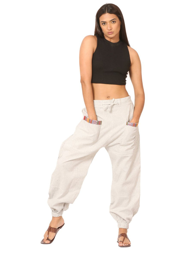 Buy Women's Straight Fit Harem Hopper Pants | Melange Grey | Fits Waist 28" to 38" | Shop Verified Sustainable Womens Pyjama on Brown Living™