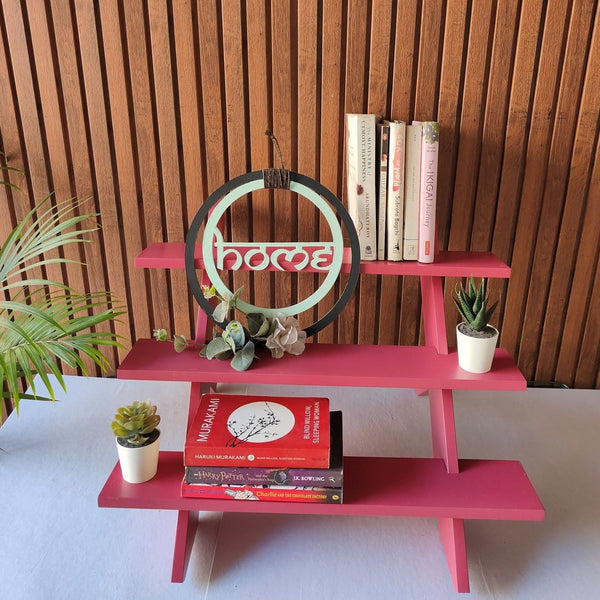 Wooden Display Rack: Pink Book Shelf | Verified Sustainable Organisers on Brown Living™