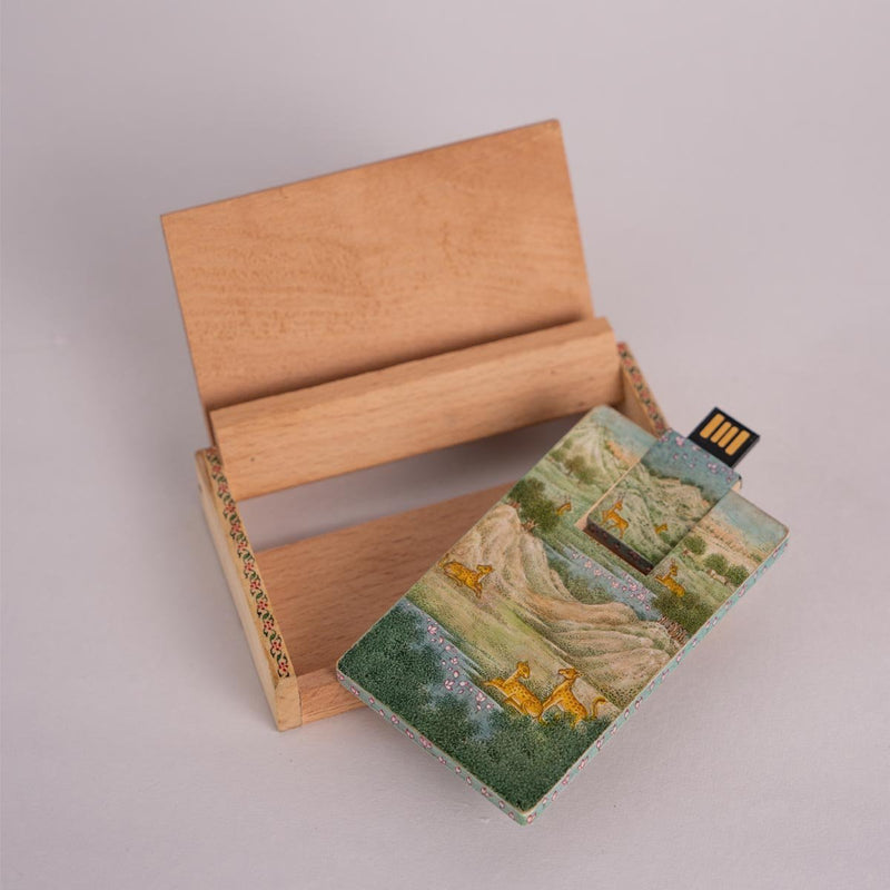 Buy Wooden Pen Drive Box Set With Hand Painted Miniature Art | Shop Verified Sustainable Tech Accessories on Brown Living™