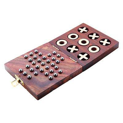 Buy Wooden Tic Tac Toe & Solitaire Board Game | Travel Board Game | Shop Verified Sustainable Learning & Educational Toys on Brown Living™