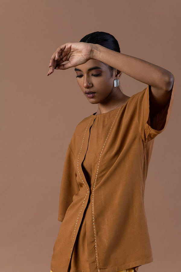 Buy Zahra Rayon Ecovero Placket Top | Shop Verified Sustainable Womens Top on Brown Living™